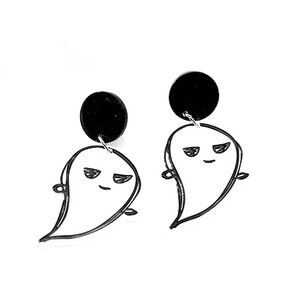 Halloween Earrings Ghost Acrylic Stud Eccentric Party Costume Earrings - 2" Long